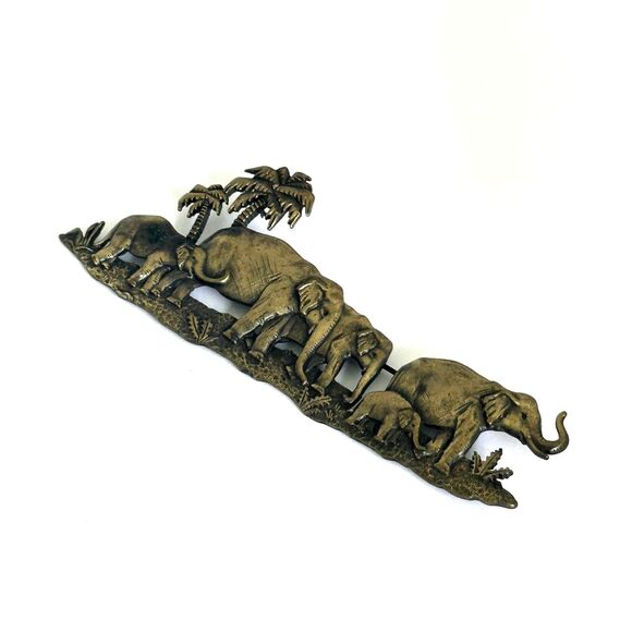 Vintage JJ Brass Family of Elephants Brooch Statement Jewelry - Picture 3 of 5